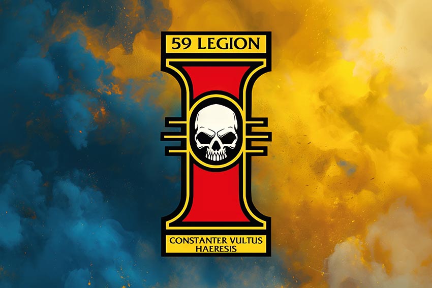 Прапор Зведеної групи БПЛА «Інквізиція» 59 ОШБр імені Якова Гандзюка ЗСУ синьо жовтий світанок