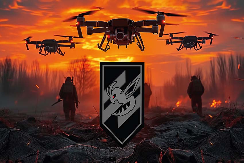 Прапор підрозділу розвідувально ударних БПЛА «Шершень» 3 ОШБр ЗСУ дрони