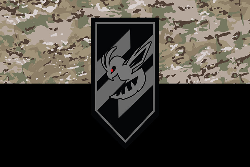 Прапор підрозділу розвідувально ударних БПЛА «Шершень» 3 ОШБр ЗСУ камуфляж чорний