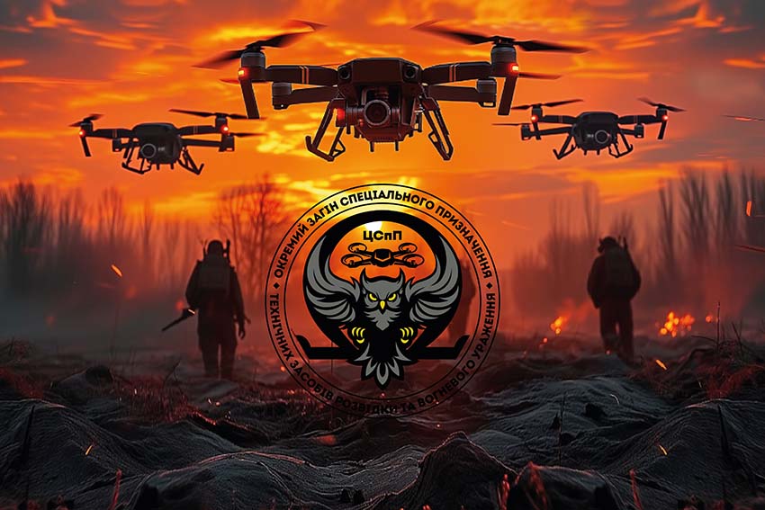 Прапор підрозділу ударних та розвідувальних БПЛА спецпідрозділу НГУ «Омега» дрони