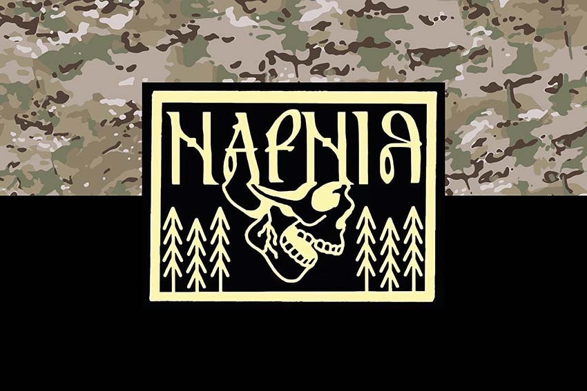 Прапор роти розвідувальних та ударних БПЛА «Нарнія» ЗСУ камуфляж чорний