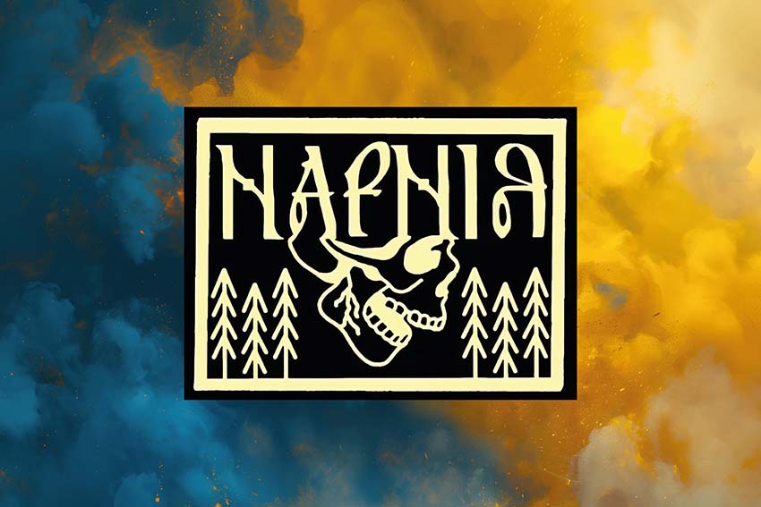 Прапор роти розвідувальних та ударних БПЛА «Нарнія» ЗСУ синьо жовтий світанок