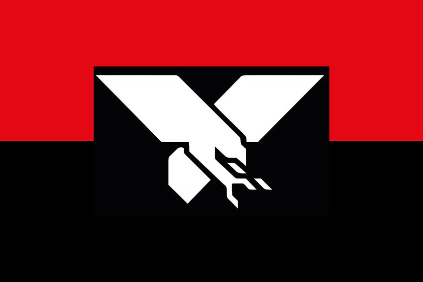 Прапор роти ударних БПЛА 100 ОБрТрО ЗСУ червоно чорний