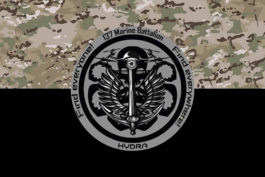 Прапор роти ударних БПЛА 137 ОБМП ВМС ЗСУ камуфляж чорний