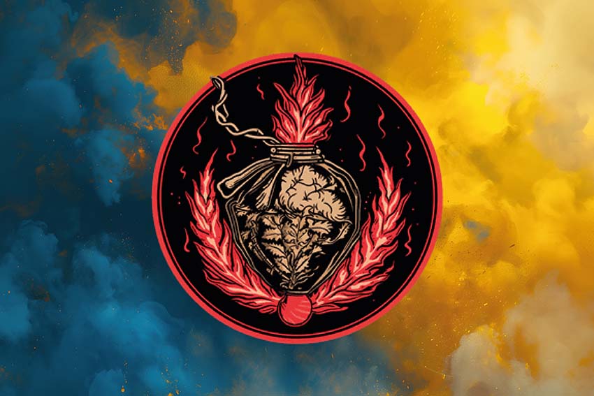 Прапор роти ударних БПЛА 2 мехбату 47 ОМБр «Маґура» ЗСУ синьо жовтий світанок