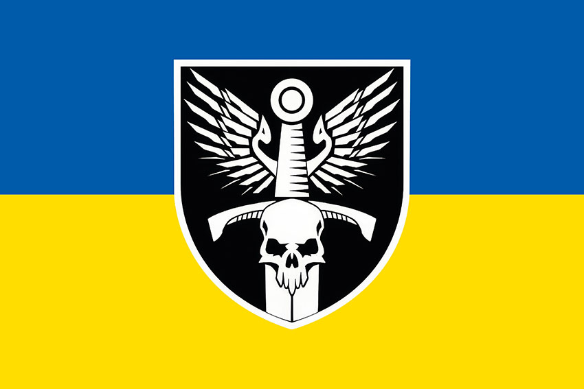 Прапор роти ударних БПЛА 33 ОМБр ЗСУ синьо жовтий