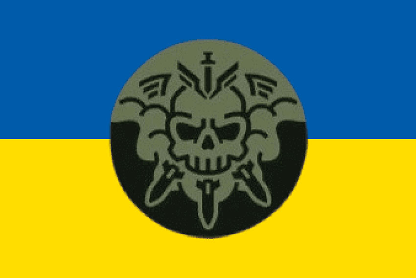 Прапор роти ударних БПЛА 77 ОАеМБр ДШВ ЗСУ синьо жовтий