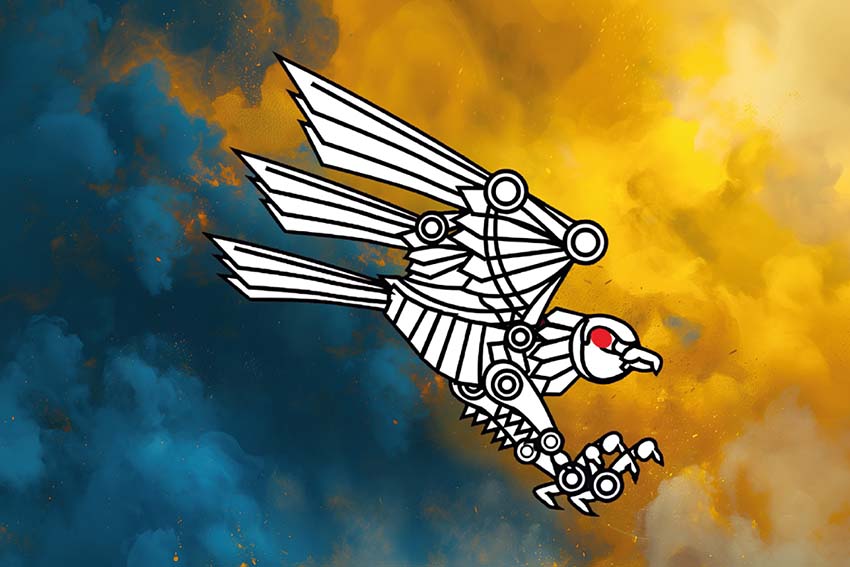 Прапор роти ударних БПЛА 82 ОДШБр ДШВ ЗСУ синьо жовтий світанок