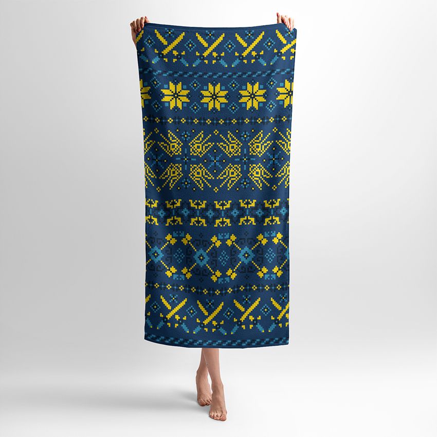 Український Орнамент Синій та жовтий Ukrainian Ornament Blue and yellow