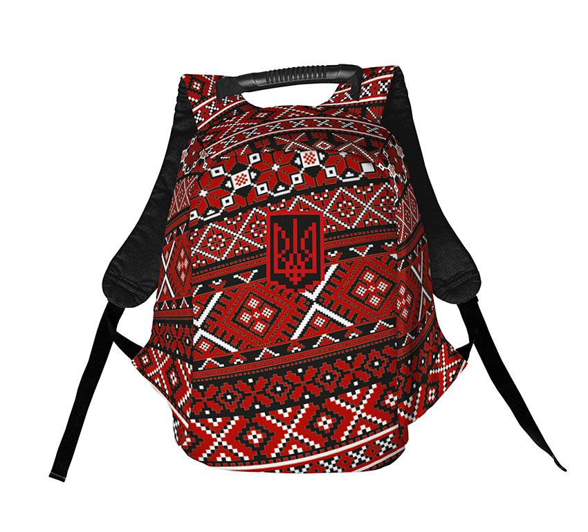 Вишиванка червоно чорна з гербом Red and black embroidered shirt with coat of arms