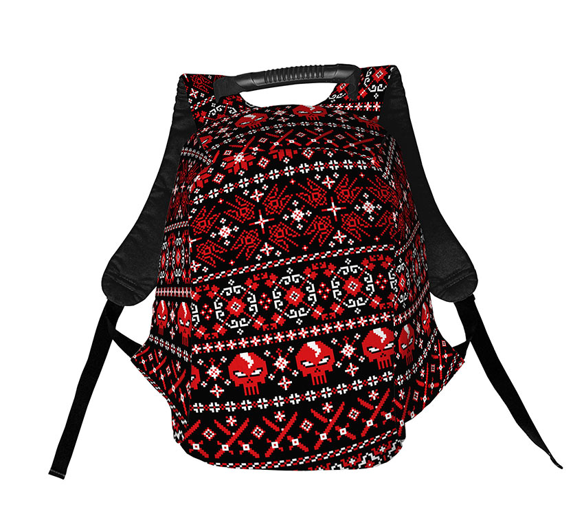 Вишиванка чорно червона з черепами Black and red embroidered shirt with skulls