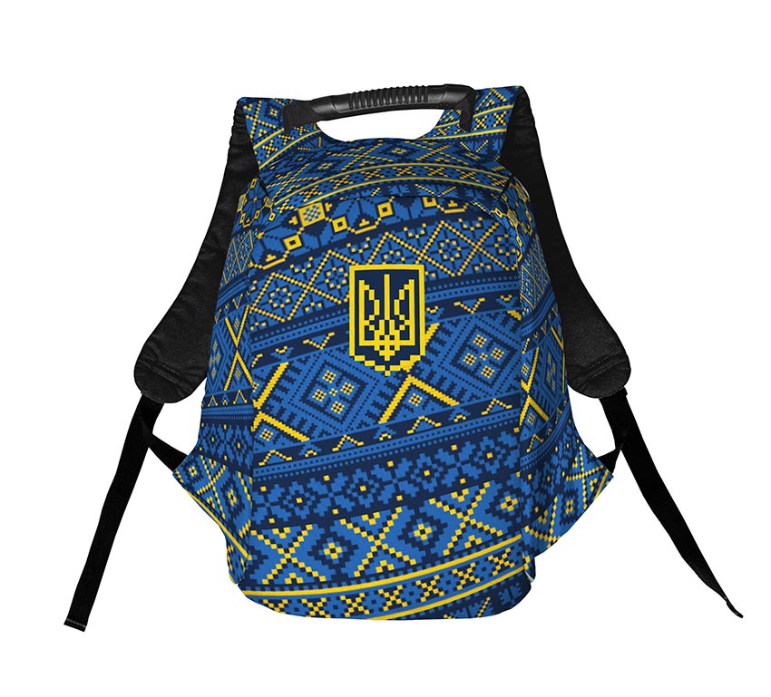 Вишиванка синьо жовта з гербом Blue yellow embroidered shirt with coat of arms