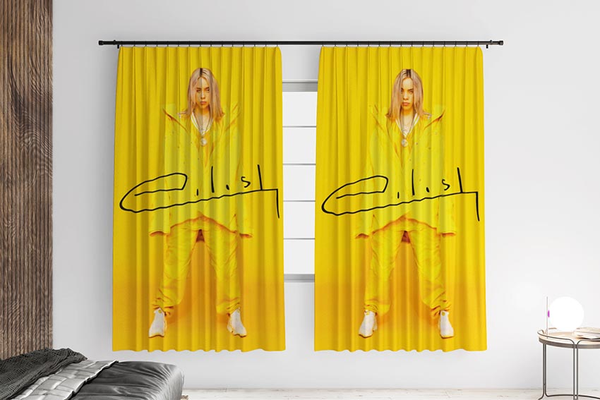 Билли Айлиш на желтом фоне Billie Eilish on a yellow background