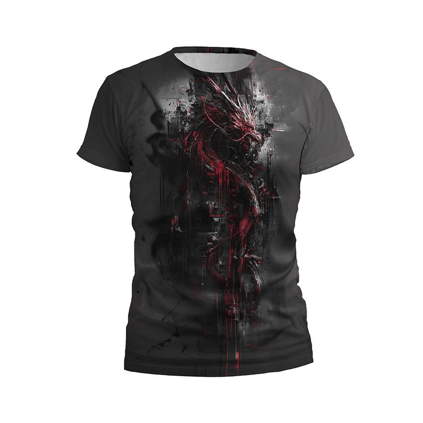 Чоловіча футболка спортивна Кібер-дракон Оні Лють червоної тіні Cyber Oni Dragon The Wrath of Crimson Shadows r