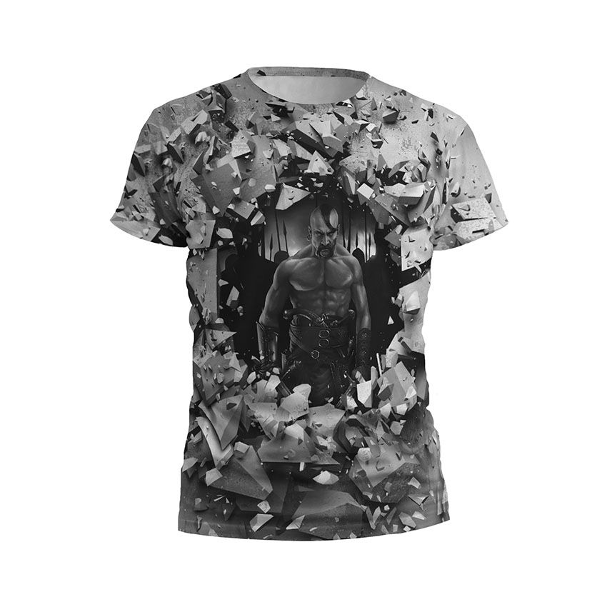 Чоловіча футболка спортивна Козак чорно-білий Cossack is black and white