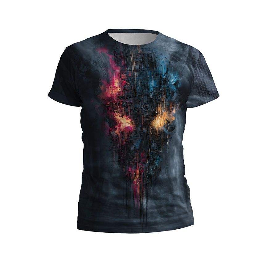 Чоловіча футболка спортивна Неонова абстрактна маска-череп Neon Abstract Skull Mask Graphic