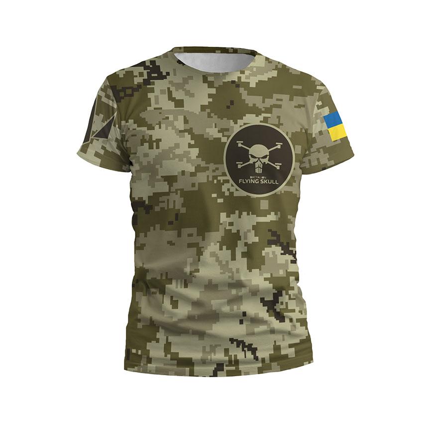 Футболка чоловіча спортивна «Батальйон «Flying Skull» Камуфляж Camouflage»