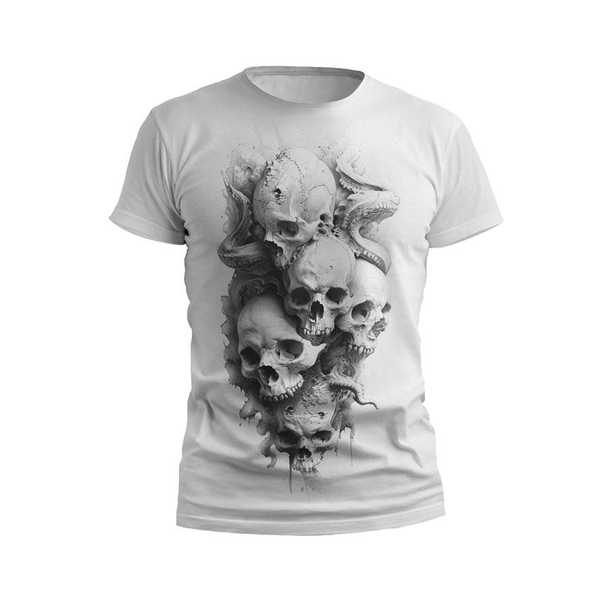 Футболка чоловіча спортивна «Черепи чорно-білі Skulls black and white»