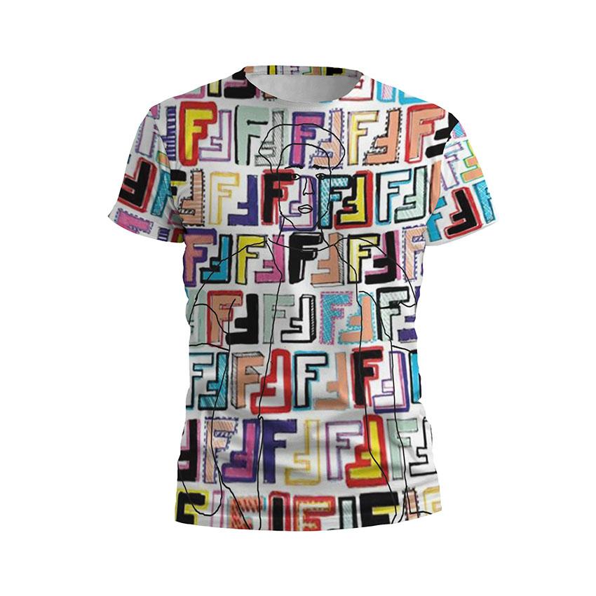 Футболка чоловіча спортивна «Фенді Яскравий хаос Fendi Bright chaos»