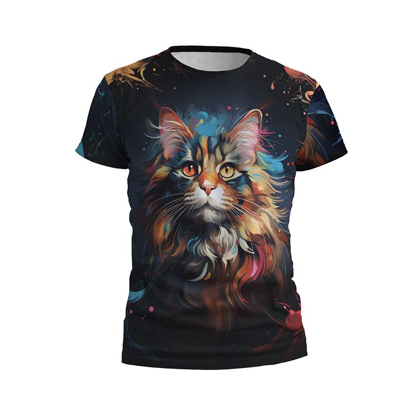 Футболка чоловіча спортивна «Котик Яскраві кольори Cat Bright Colors»