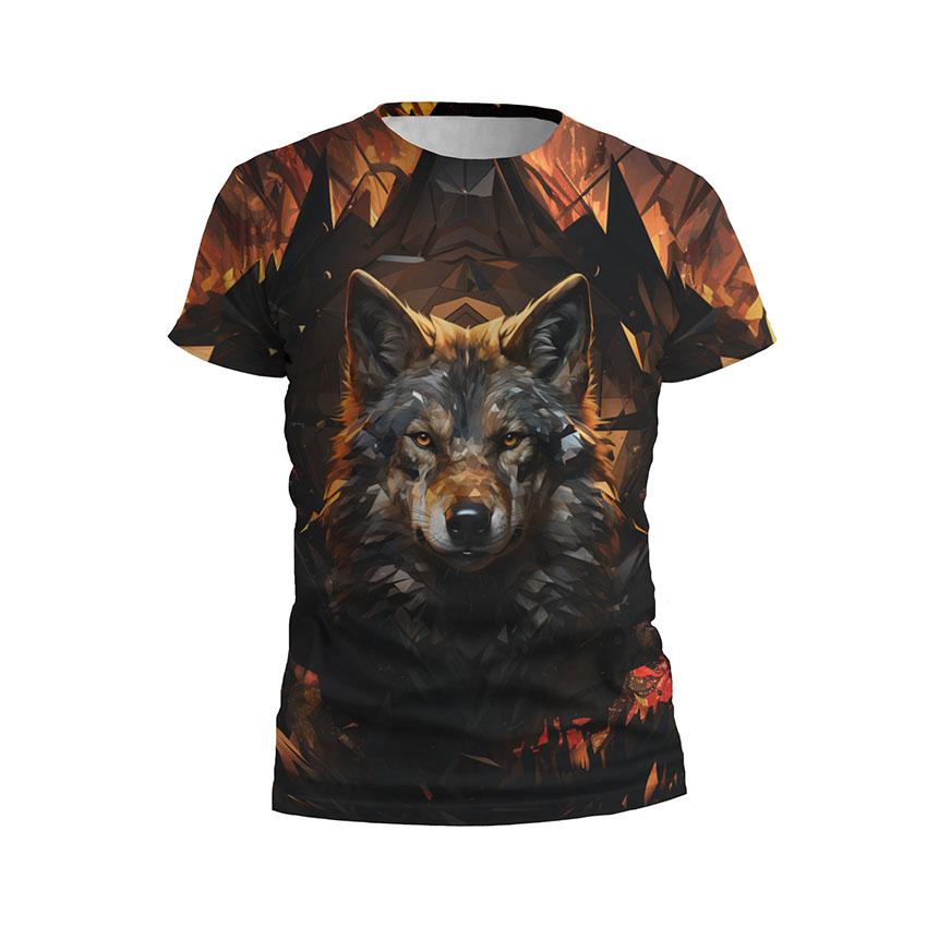 Футболка чоловіча спортивна «Полум яний вовк Fiery Wolf»