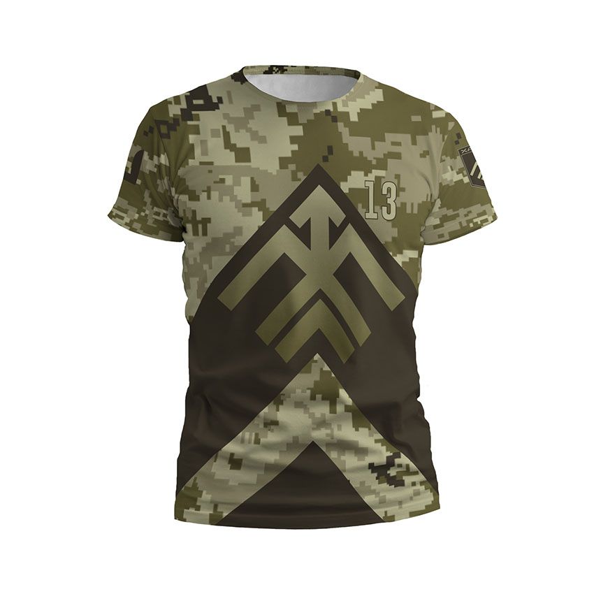 Футболка чоловіча спортивна 13-та бригада оперативного призначення НГУ «Хартія» Камуфляж Camouflage11