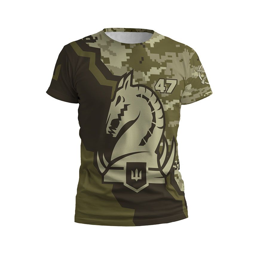 Футболка чоловіча спортивна 47-ма окрема механізована бригада Камуфляж Camouflage11