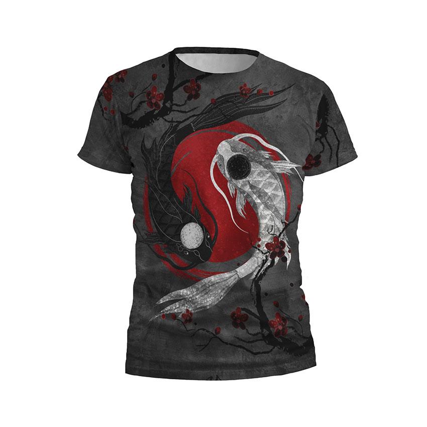 Футболка чоловіча спортивна Інь та Янь Японський мотив Yin and Yang Japanese motif