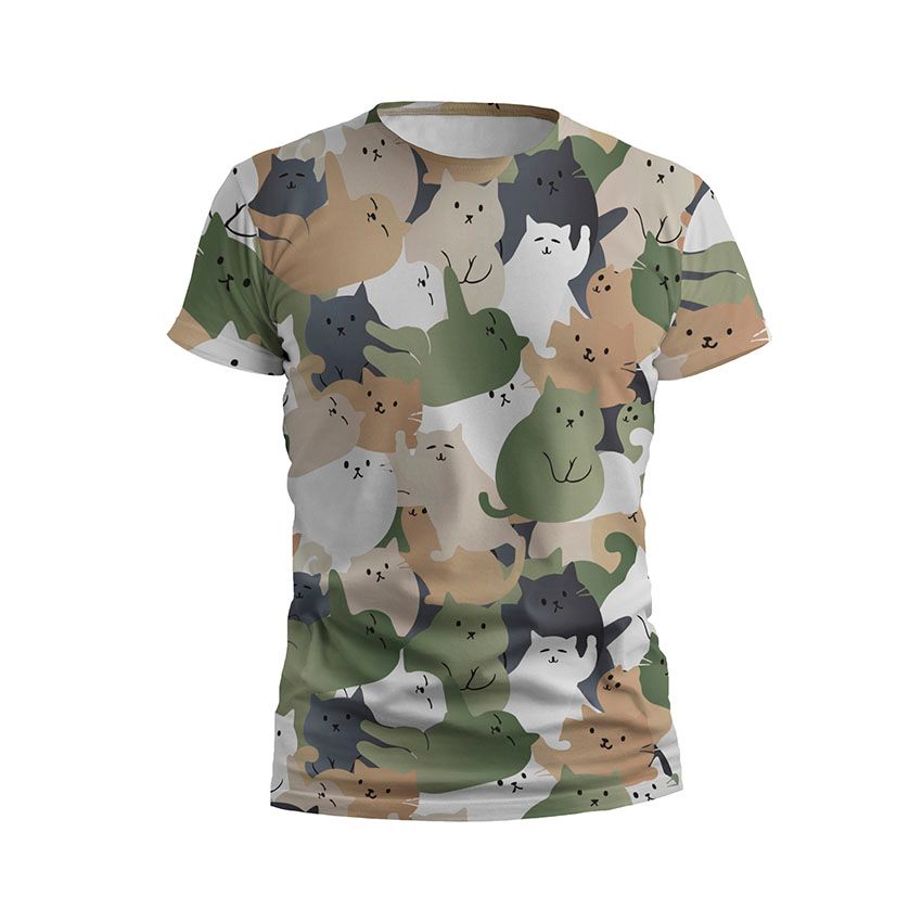 Футболка чоловіча спортивна Котячий камуфляж Cat camouflage11