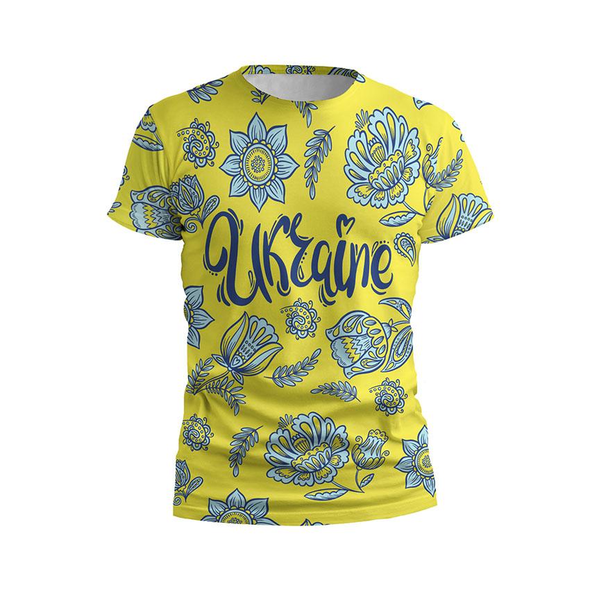 Футболка чоловіча спортивна Квіткова Україна Floral Ukraine жовта