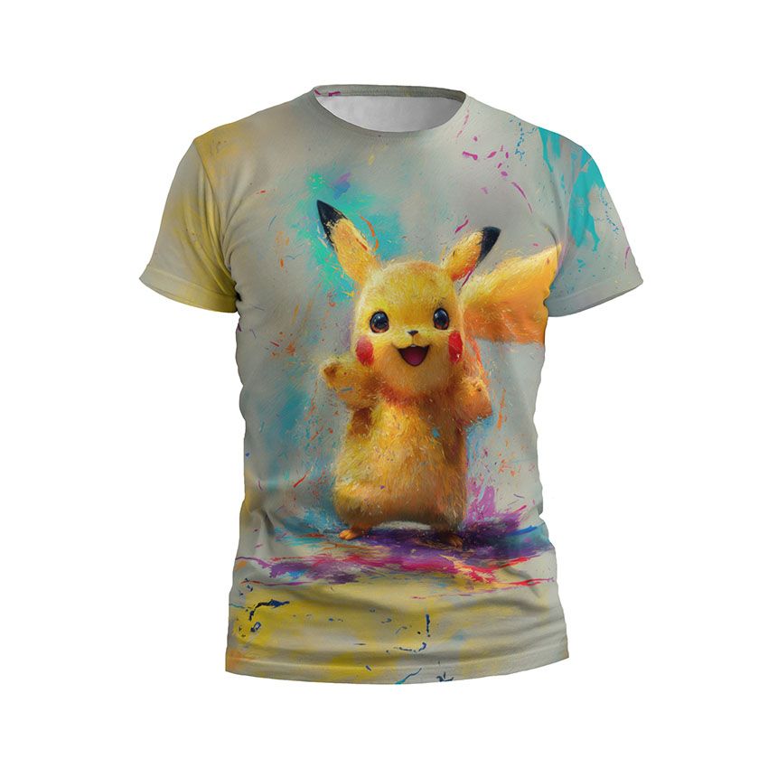 Футболка чоловіча спортивна Пікачу у фарбі Pikachu in paint