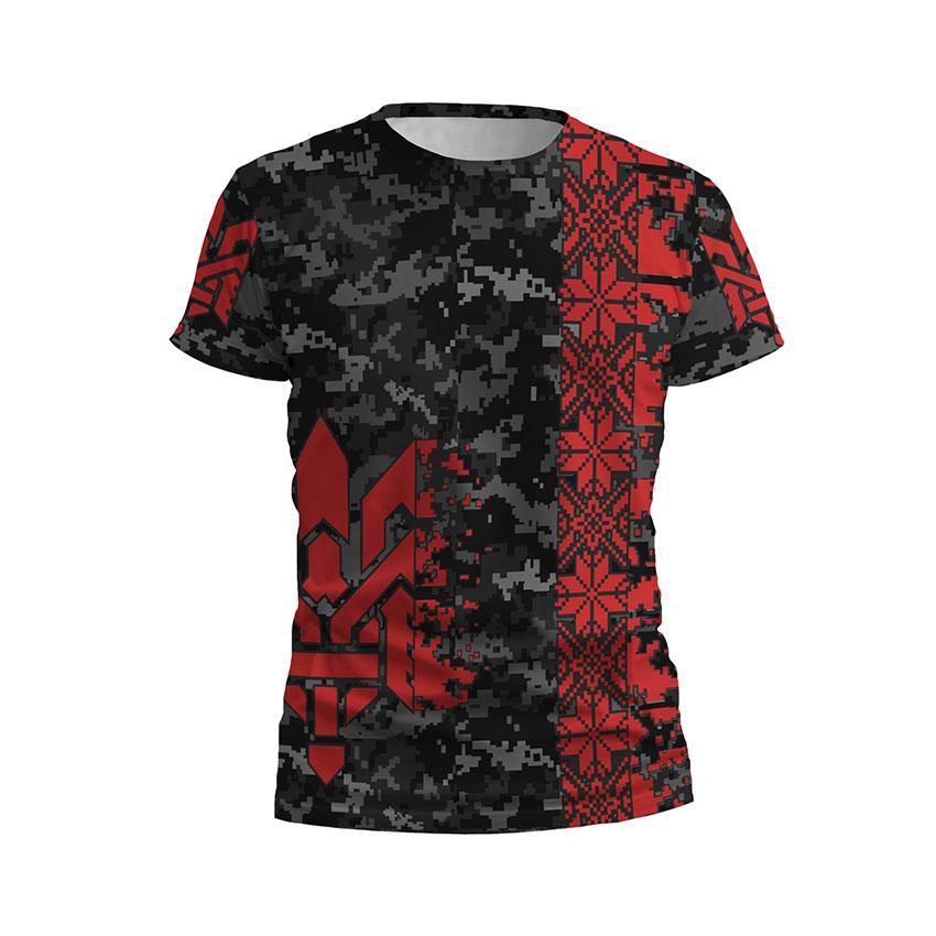 Футболка чоловіча спортивна Україна Ukraine Чорно-червоне