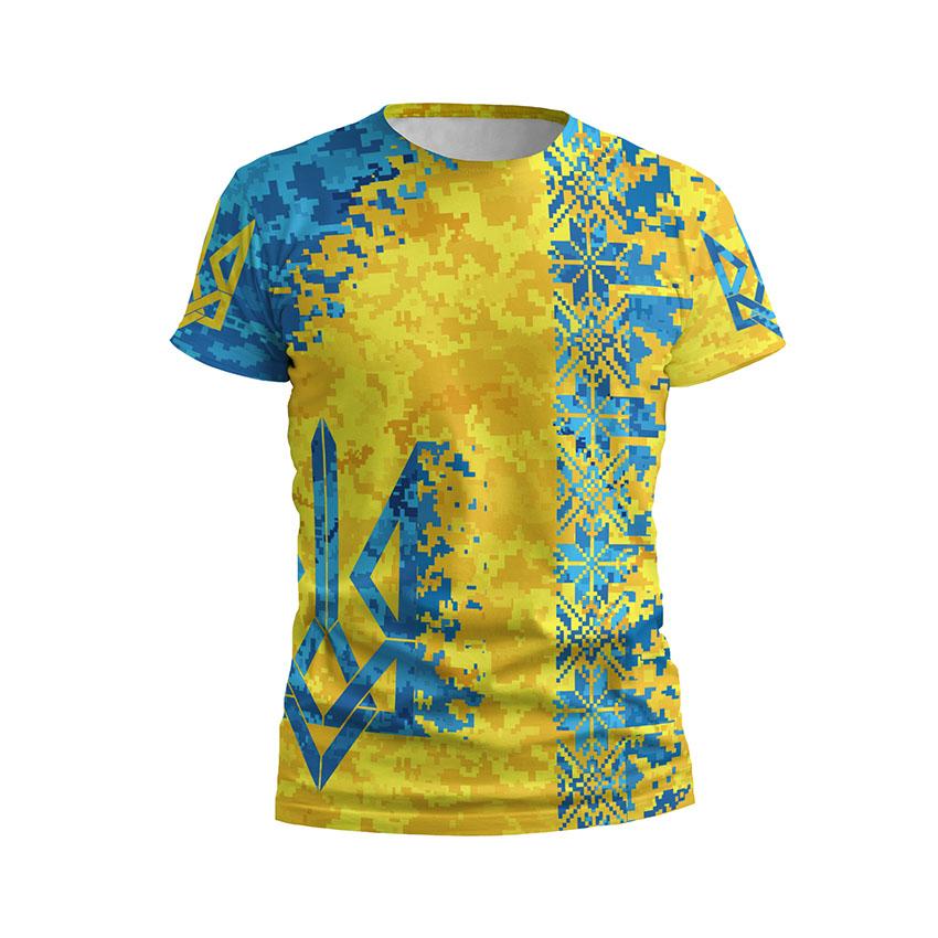 Футболка чоловіча спортивна Україна Ukraine Піксель Жовто-блакитний