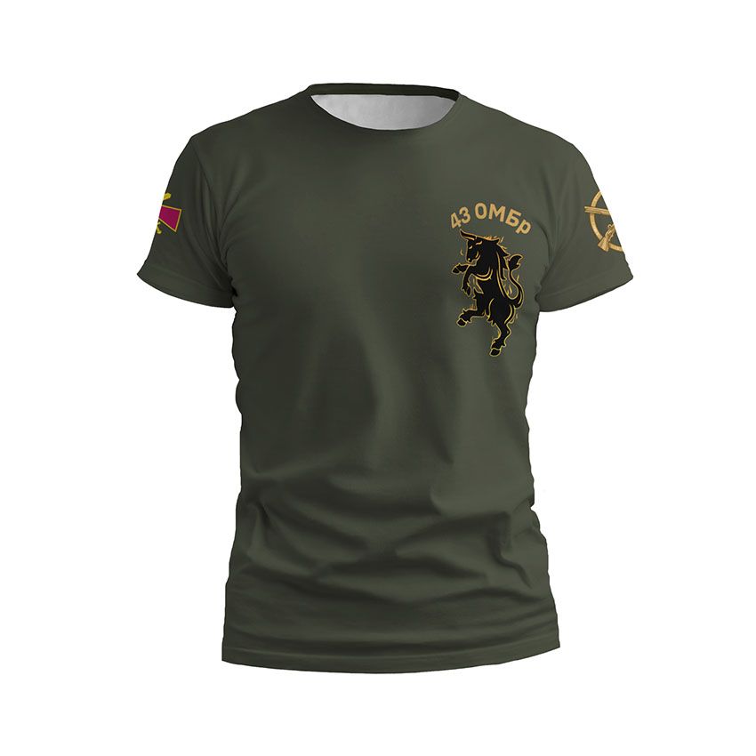 Футболка чоловіча спортивна 43-тя окрема механізована бригада Сильна гвардія Strong Guard сірий