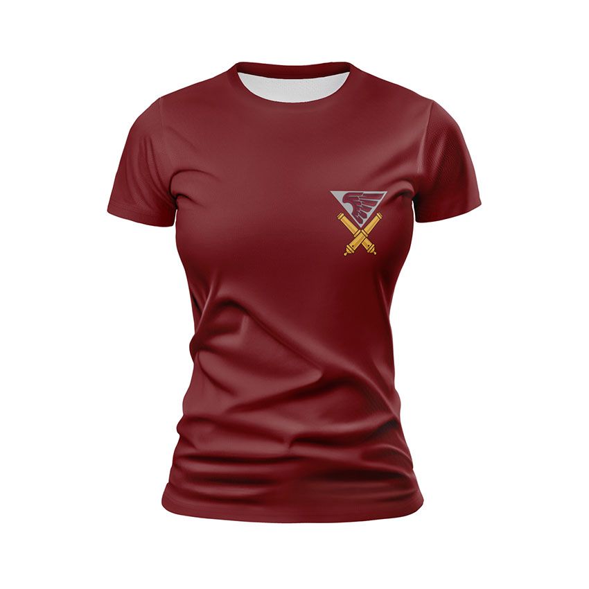 Футболка жіноча 148-ма окрема артилерійська бригада Крилаті воїни Winged warriors бордовий