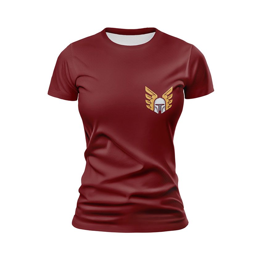 Футболка жіноча 46-та окрема аеромобільна бригада Крилаті воїни Winged warriors бордовий