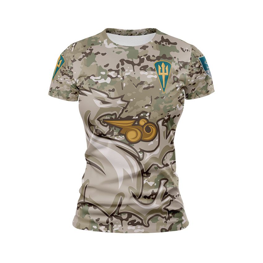 Футболка жіноча спортивна 32-га окрема артилерійська бригада Камуфляж Camouflage