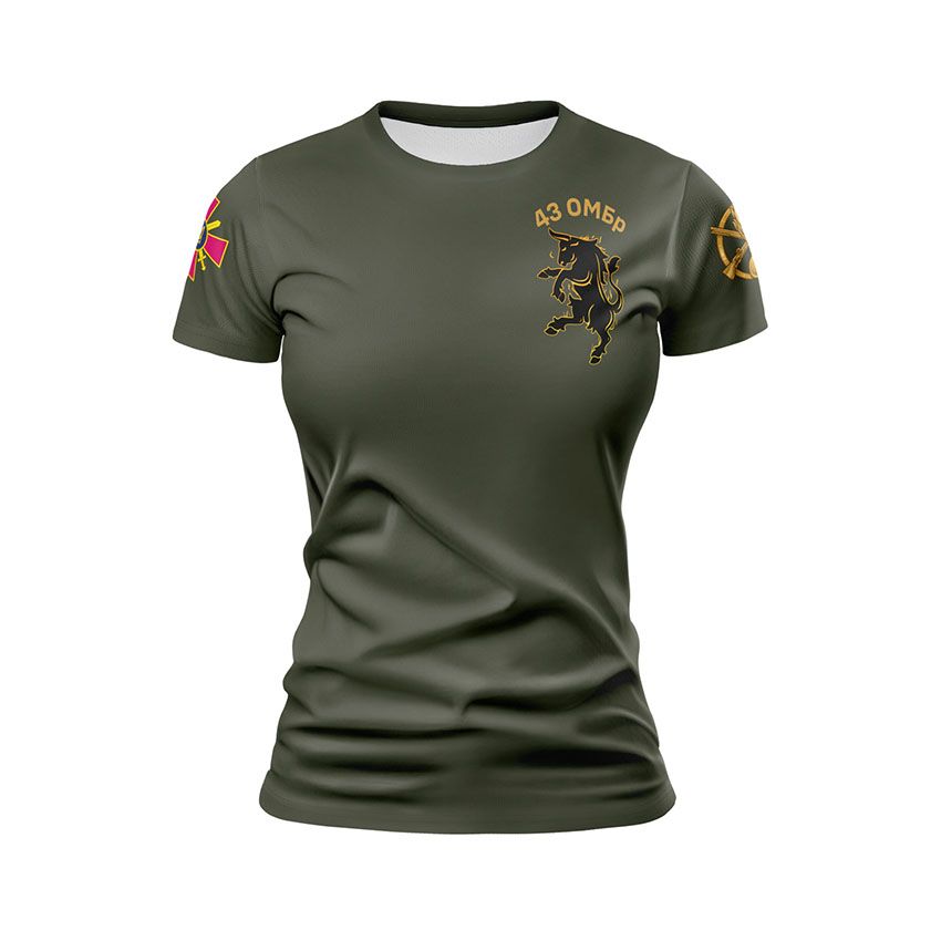 Футболка жіноча спортивна 43-тя окрема механізована бригада Сильна гвардія Strong Guard сірий