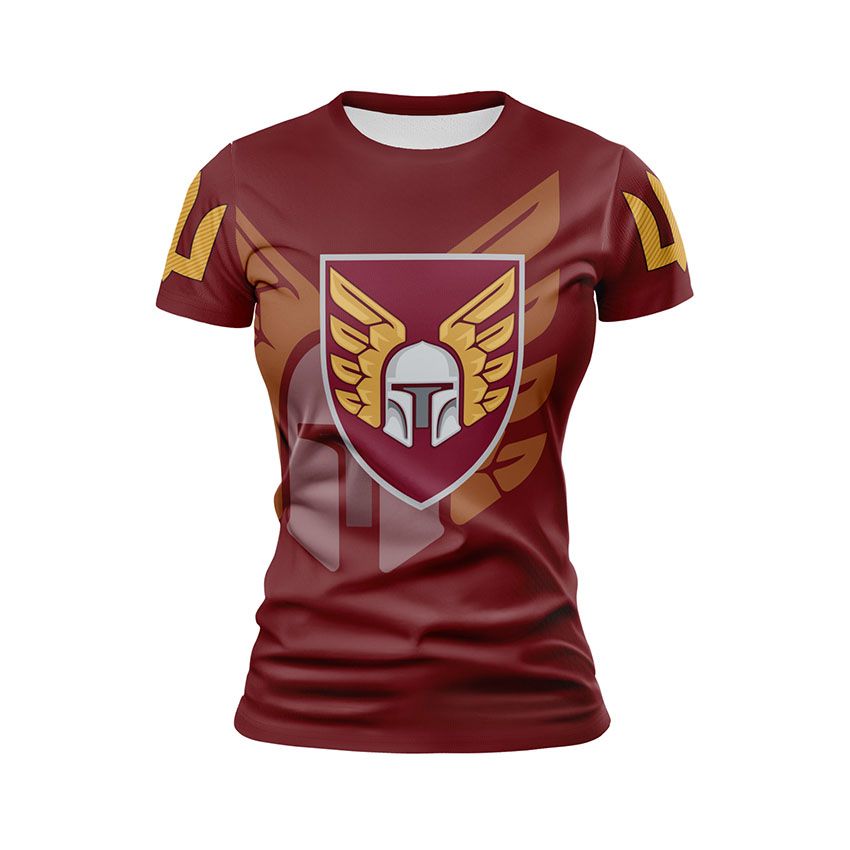 Футболка жіноча спортивна 46-та окрема аеромобільна бригада Герої неба Heroes of the Sky бордовий