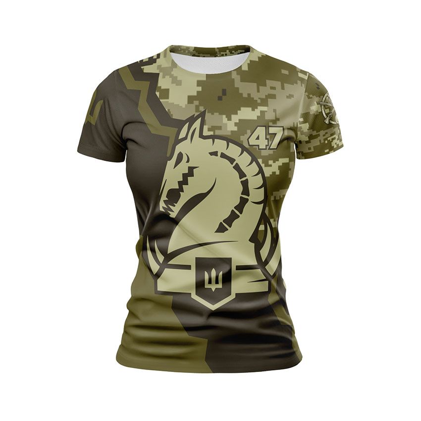 Футболка жіноча спортивна 47-ма окрема механізована бригада Камуфляж Camouflage