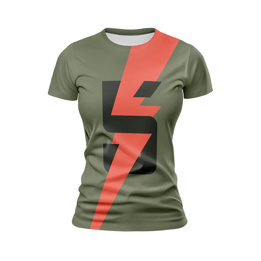 Футболка жіноча спортивна 5-та окрема штурмова бригада Грозовий удар Thunder Strike хакі