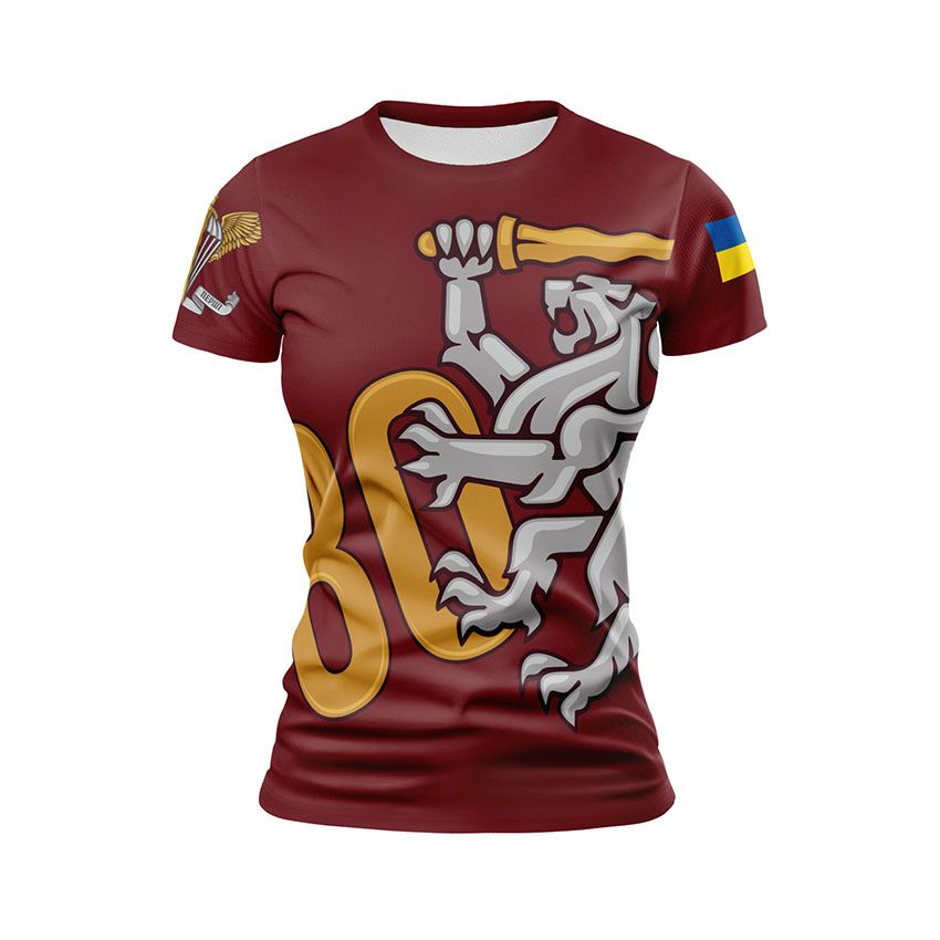 Футболка жіноча спортивна 80-та окрема десантно-штурмова бригада Сталевий десант Steel Airborne бордовий