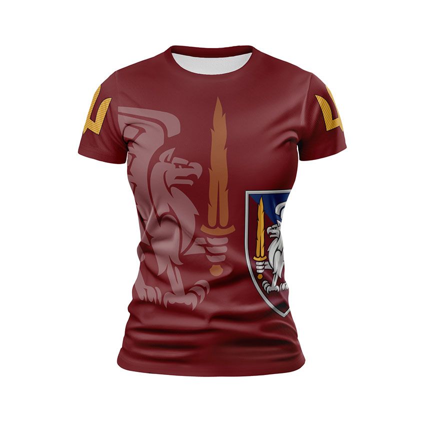 Футболка жіноча спортивна 81-ша окрема аеромобільна бригада Грифон Сили Gryphon of Power бордовий