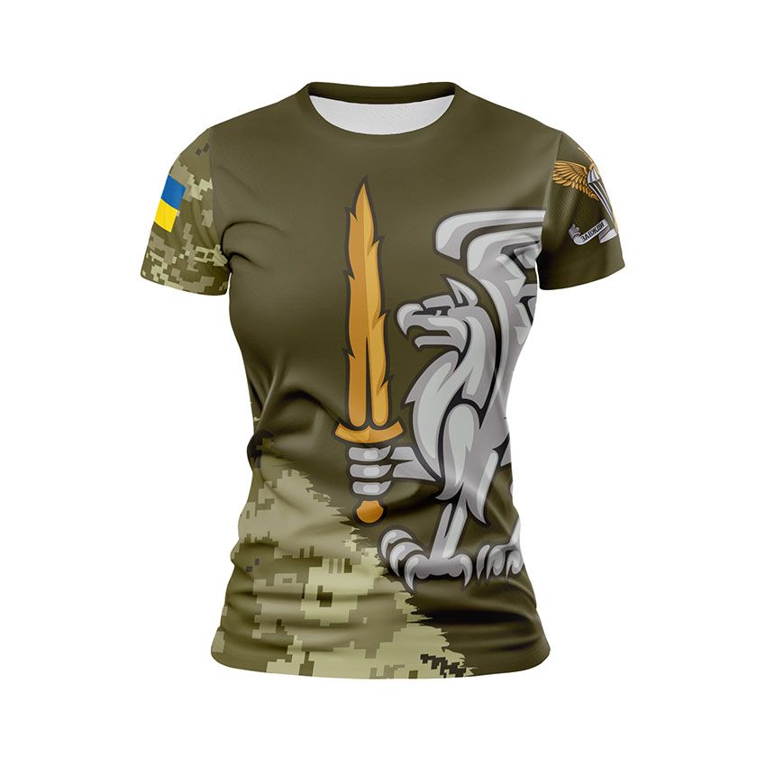 Футболка жіноча спортивна 81-ша окрема аеромобільна бригада Сталевий грифон Steel Gryphon