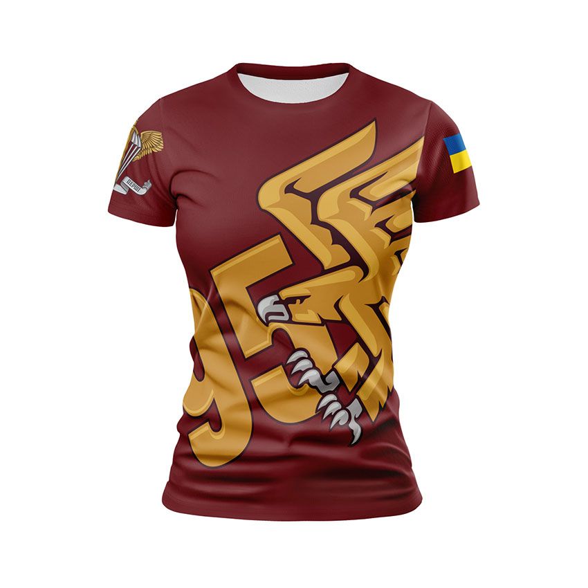 Футболка жіноча спортивна 95-та окрема десантно-штурмова бригада Незламний політ Unbreakable Flight бордовий