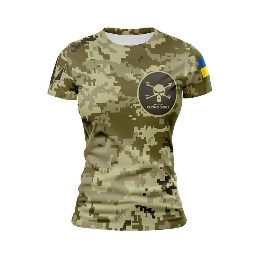 Футболка жіноча спортивна Батальйон Flying Skull Камуфляж Camouflage