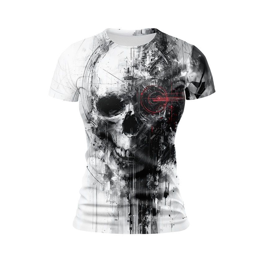 Футболка жіноча спортивна Череп в стилі кіберпанк Cyberpunk Skull Wall Art