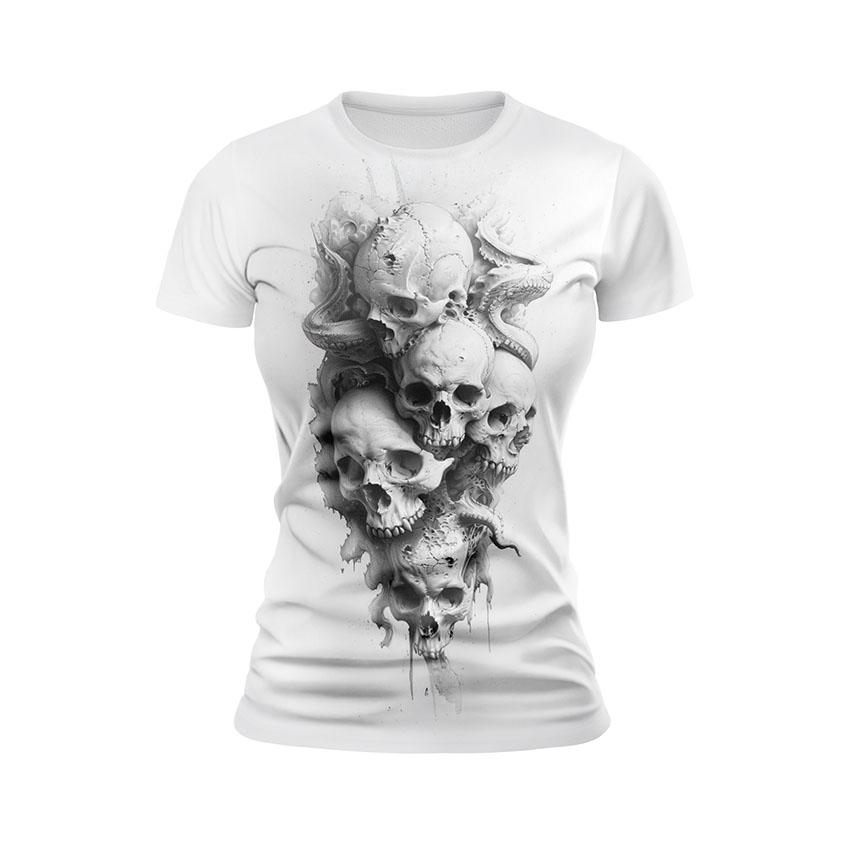 Футболка жіноча спортивна Черепи чорно-білі Skulls black and white