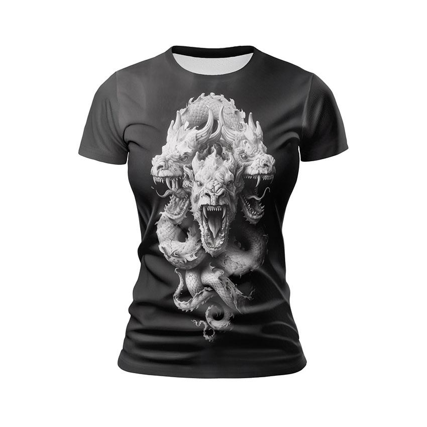 Футболка жіноча спортивна Чорно-білі дракони Dragons black and white
