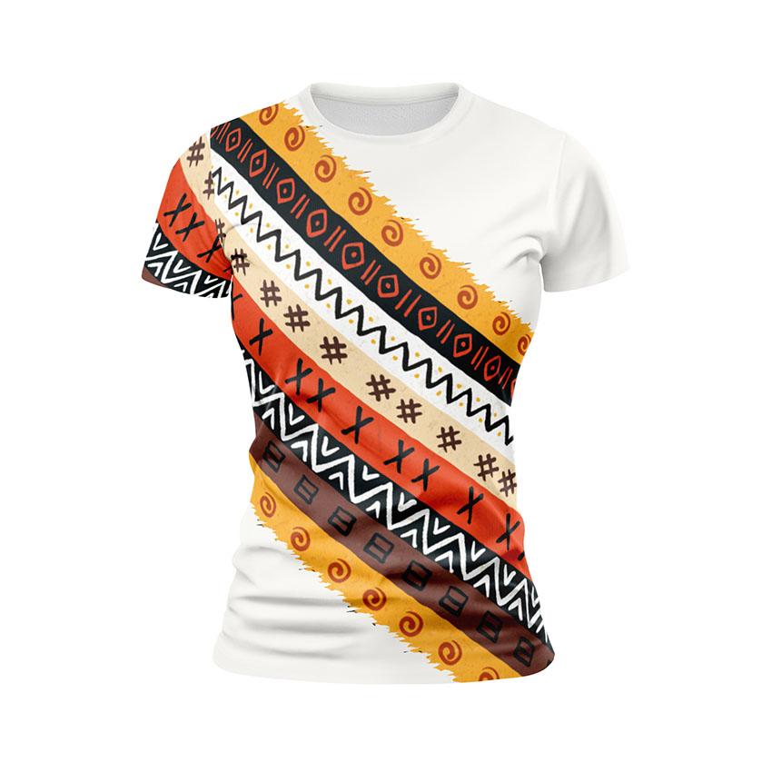 Футболка жіноча спортивна Етнічний помаранчевий візерунок Ethnic orange pattern White 11